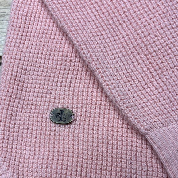 Women’s Lauren Ralph Lauren Pink Hooded Crew Neck Thermal Knit Sweater Size S - Picture 2 of 7